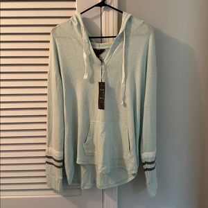 Mix by 41 Hawthorn Mint Green women's Large Knit Hoodie Sweater